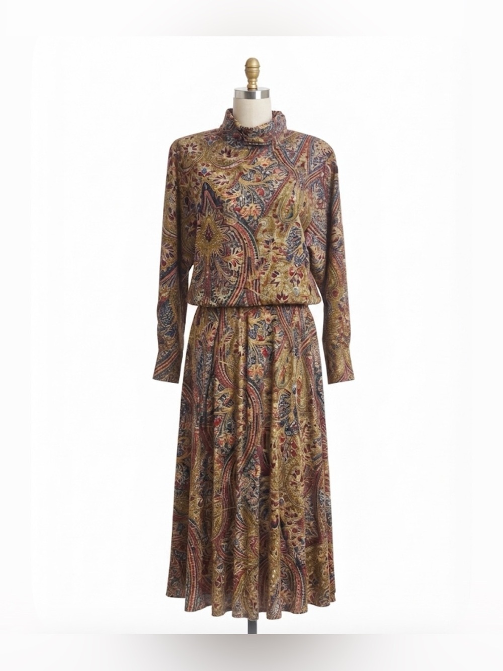 Vintage 80s JESSICA HOWARD Paisley Maxi Midi Dress Size 14